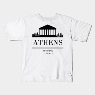 ATHENS GREECE BLACK SILHOUETTE SKYLINE ART Kids T-Shirt